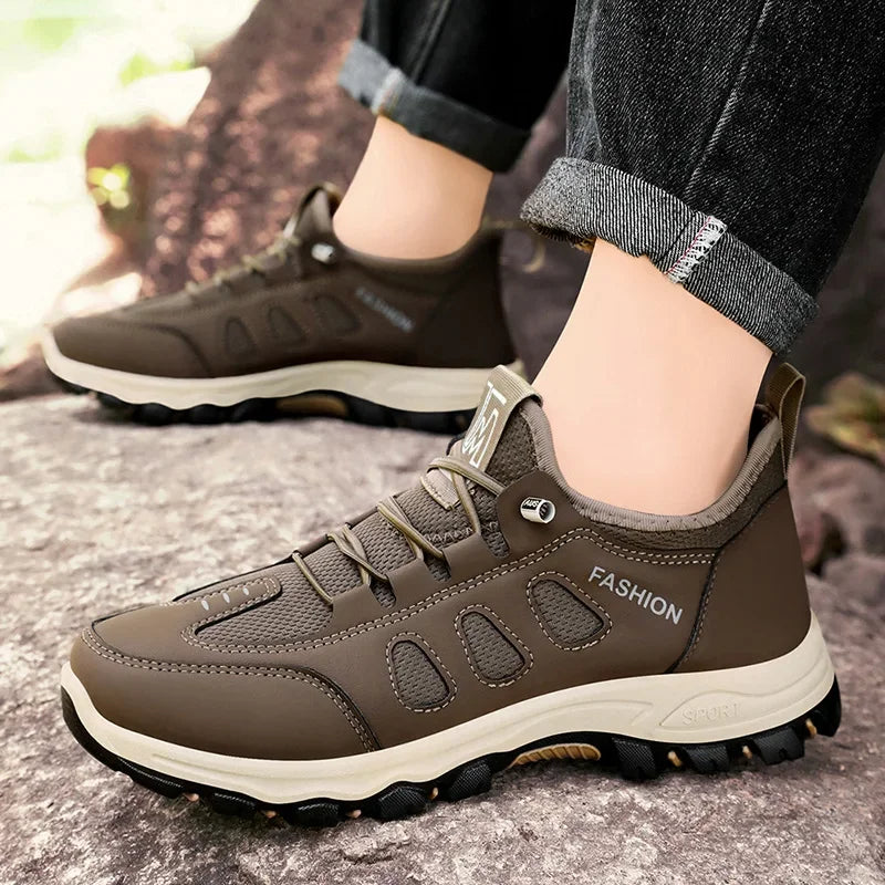 Sneakers for Men Soft Hiking Shoes Breathable Outdoor Walking Men Shoes Light Black Hike Footwear Climbing Shoes Men - IFINDALL