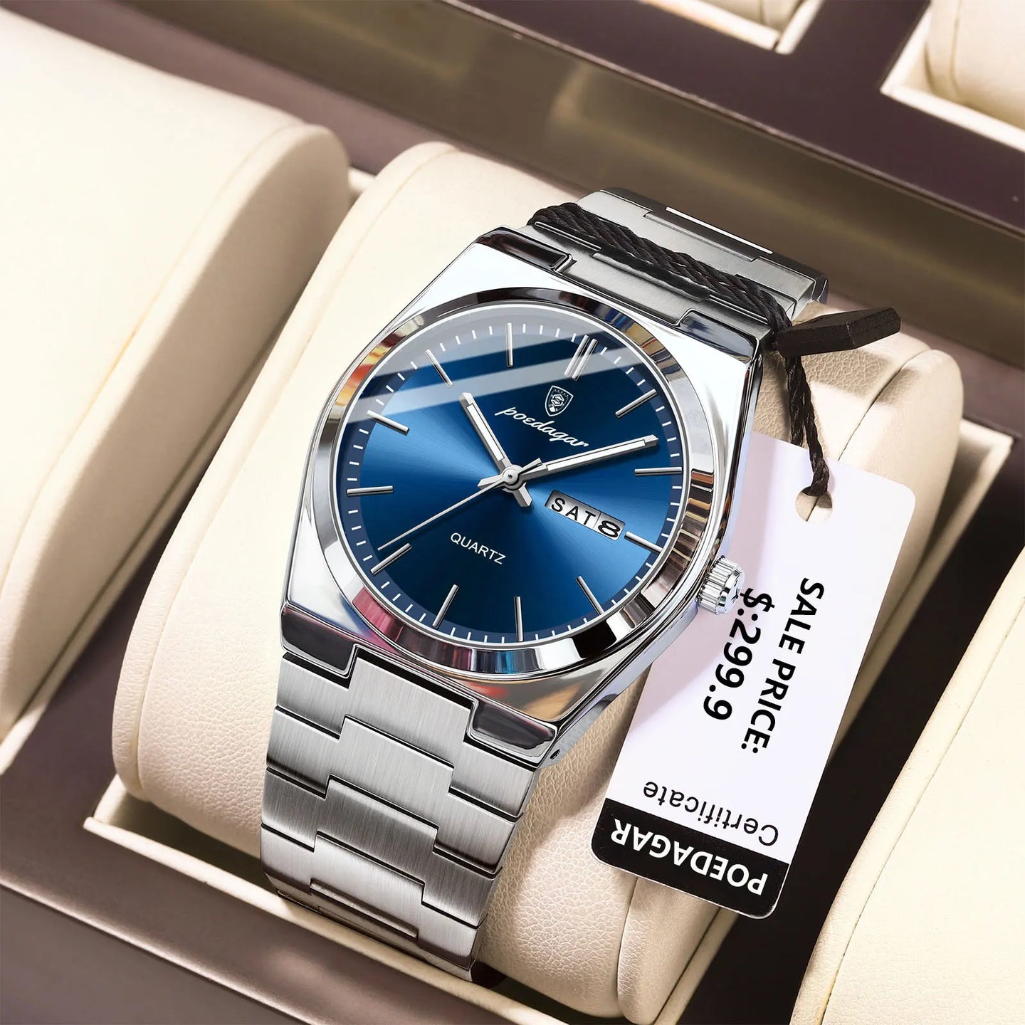 POEDAGAR High Quality Watches For Men Stainless Steel Waterproof Luminous Man Watch Date Week Luxury Business Quartz Men's Watch - IFINDALL
