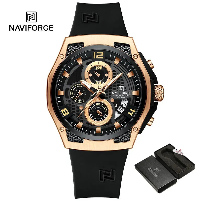 NAVIFORCE NF8051T  Luxury Design Men's Watches 30m Waterproof Military Sport with Date Silicone Band Quartz Wristwatch - IFINDALL
