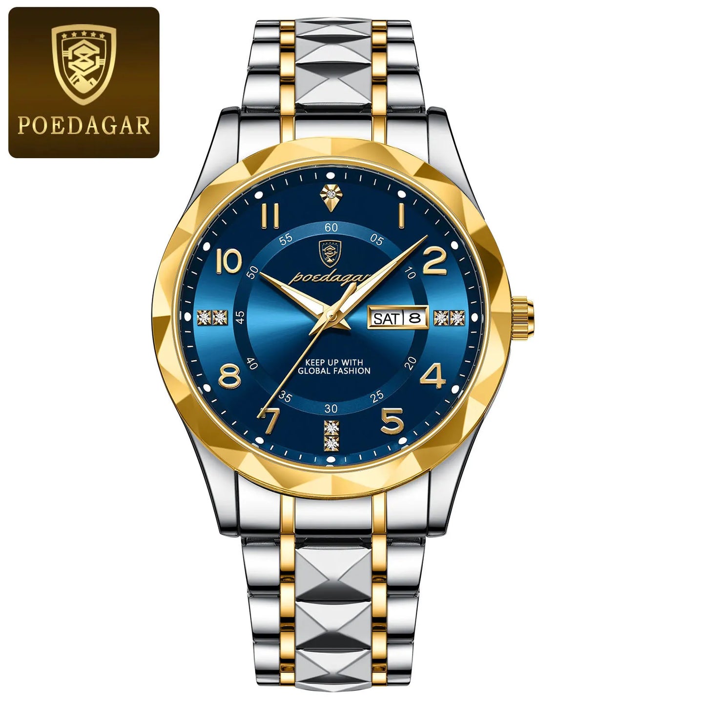 POEDAGAR Luxury Business Men's Wristwatch Stainless Steel Date Week Man Watch Waterproof Luminous Fashion Quartz Watches For Men - IFINDALL