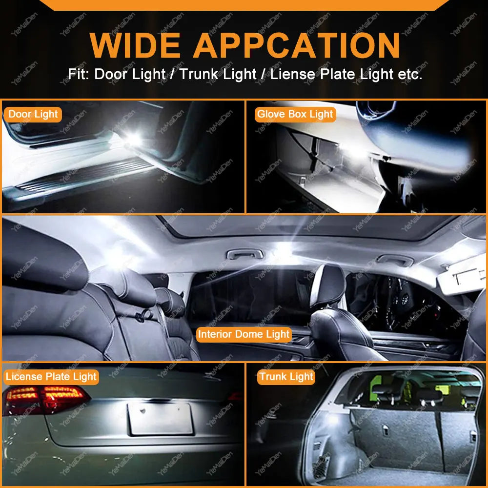 2/4/10/20 PCS CANBUS T10 W5W LED Bulb 12V 2016-9SMD 6500K Bright White Yellow Red Blue Car Interior Dome Door Maps Trunk Lights - IFINDALL
