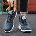 YRZL Men Shoes Spring Autumn High Top Waterproof Walking Sneakers Leisure Male Leather Sports Shoes Non-Slip Shoes for Men - IFINDALL