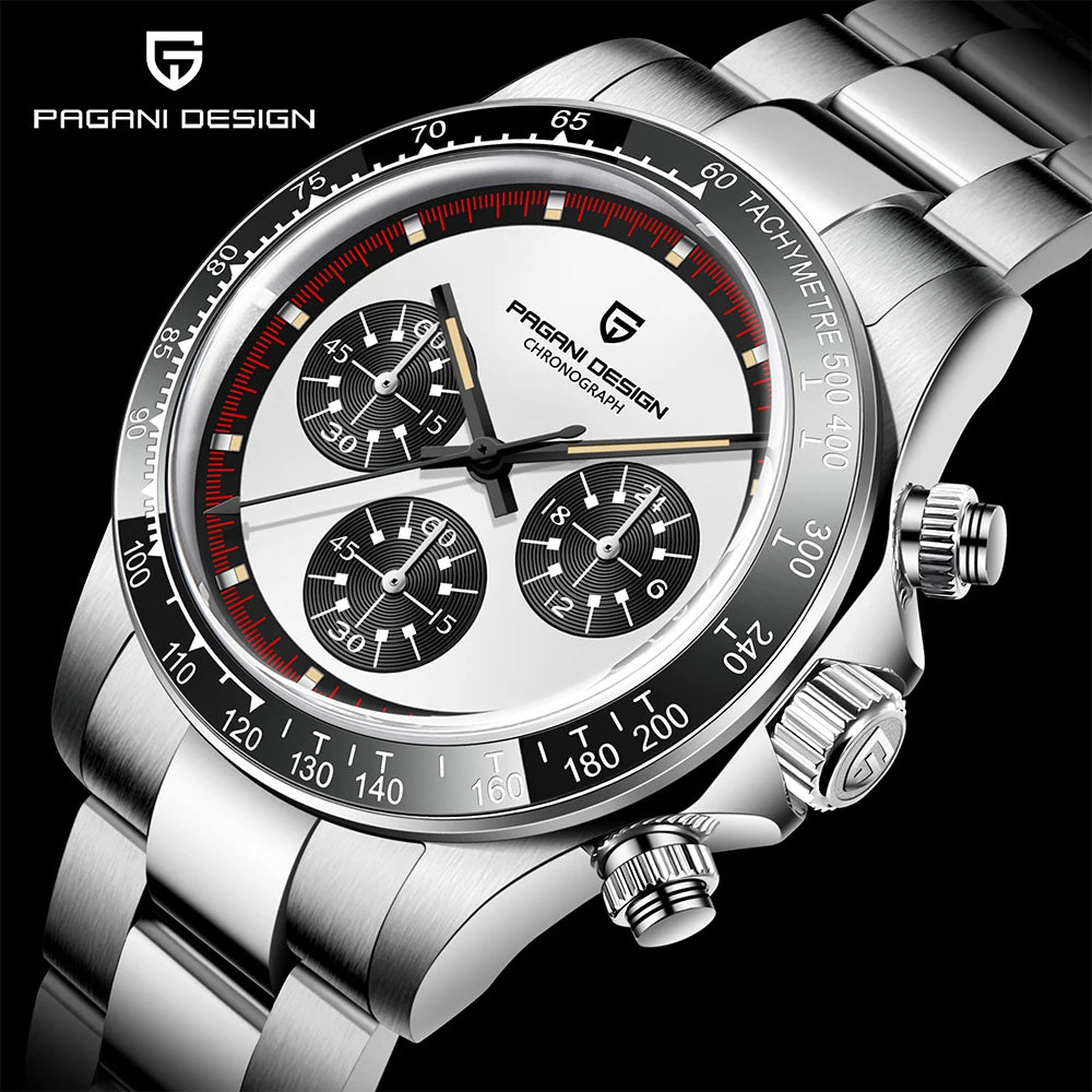 PAGANI DESIGN New Men's Quartz Watch Fashion Ceramic bezel Chronograph 100m Waterproof Men's Stainless Steel Watch - IFINDALL
