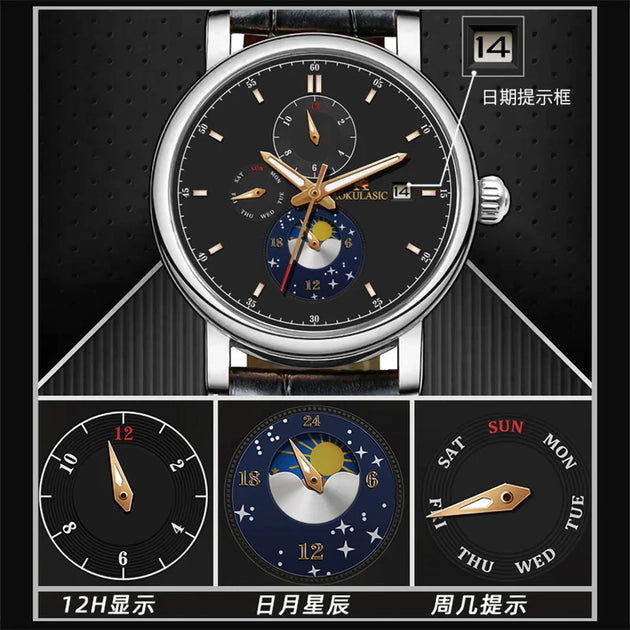 AOKULASIC Men Wristwatch Automatic Mechanical Military Sport Date Week Male Clock Top Brand Luxury Original Business Watch 544 - IFINDALL