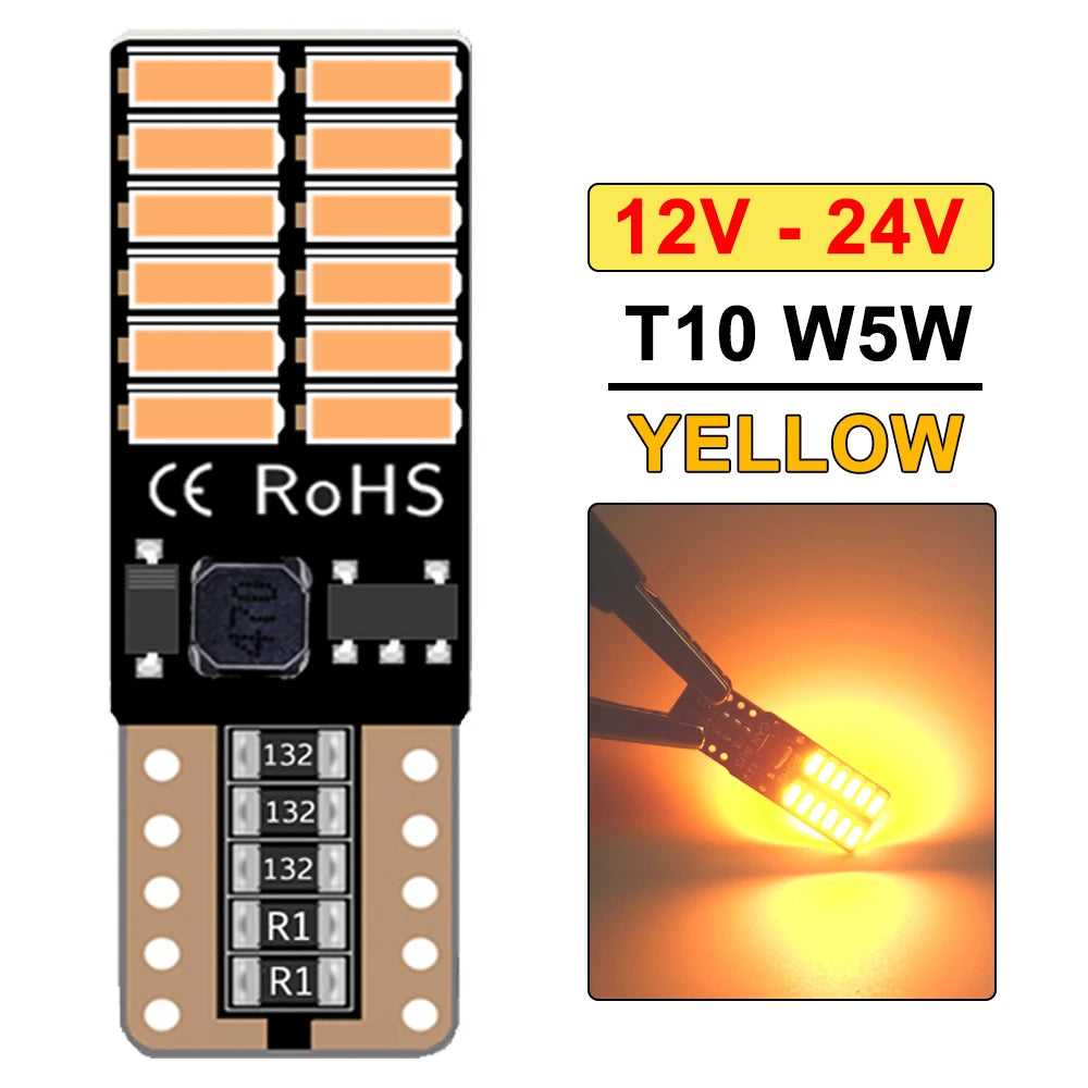 2-20 PCS T10 W5W LED Bulb Canbus 12V 24V 6500K White Super Bright Car Interior Dome Door Trunk License Plate Wedge Side Lights - IFINDALL