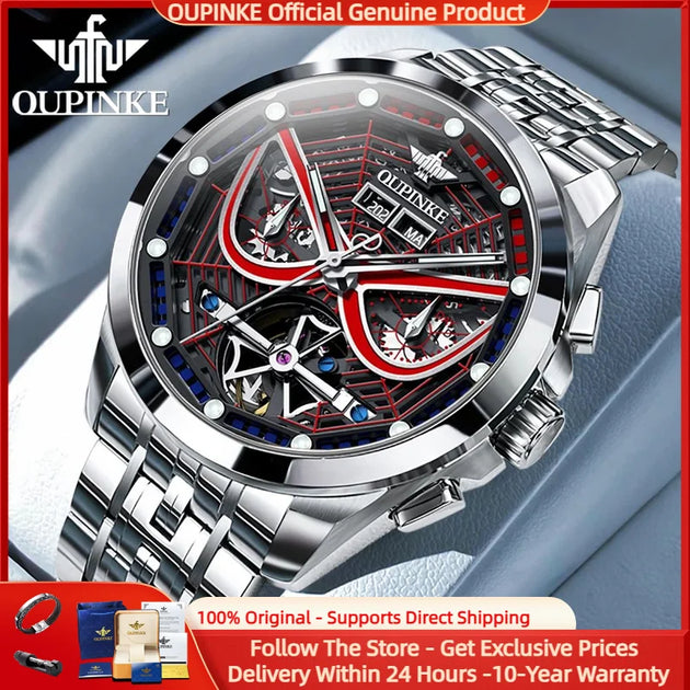 OUPINKE 3250 Luxury Hollow out Men Automatic Mechanical Watch Fashion Original Sports Deep Waterproof Luminous Men Watch Reloj - IFINDALL