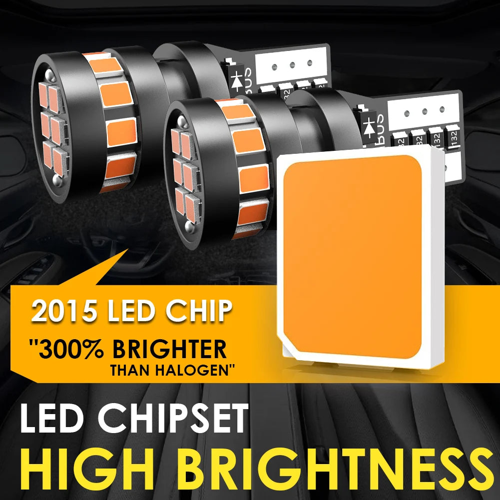 2x High Quality T10 W5W Orange Red 2015 LED Car Interior Reading Dome Light Marker Lamp 168 194 LED Auto Wedge Parking Bulbs - IFINDALL