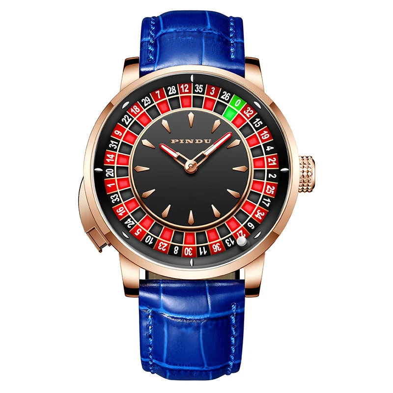 Pindu Player Gambling Series Men's Watch European Roulette Poker Game Fully Automatic Mechanical Sports Design Party Watch - IFINDALL