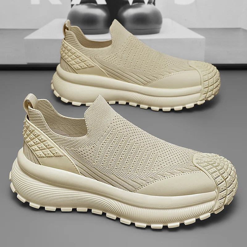 Chunky Sneaker Men Designer Sport Shoes Fashion Casual Microfiber Leather Fabric Breathable Height Increased Flat Platform Shoes - IFINDALL