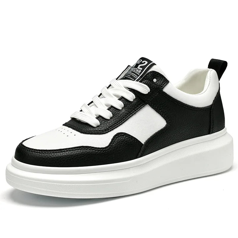 Luxury Leather Elevator Shoes Men's Sneakers Height Increasing Shoes Invisible 7CM Heighten Sports Shoes Taller Lift White Shoes - IFINDALL