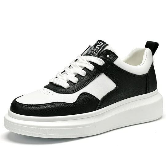 Luxury Leather Elevator Shoes Men's Sneakers Height Increasing Shoes Invisible 7CM Heighten Sports Shoes Taller Lift White Shoes - IFINDALL