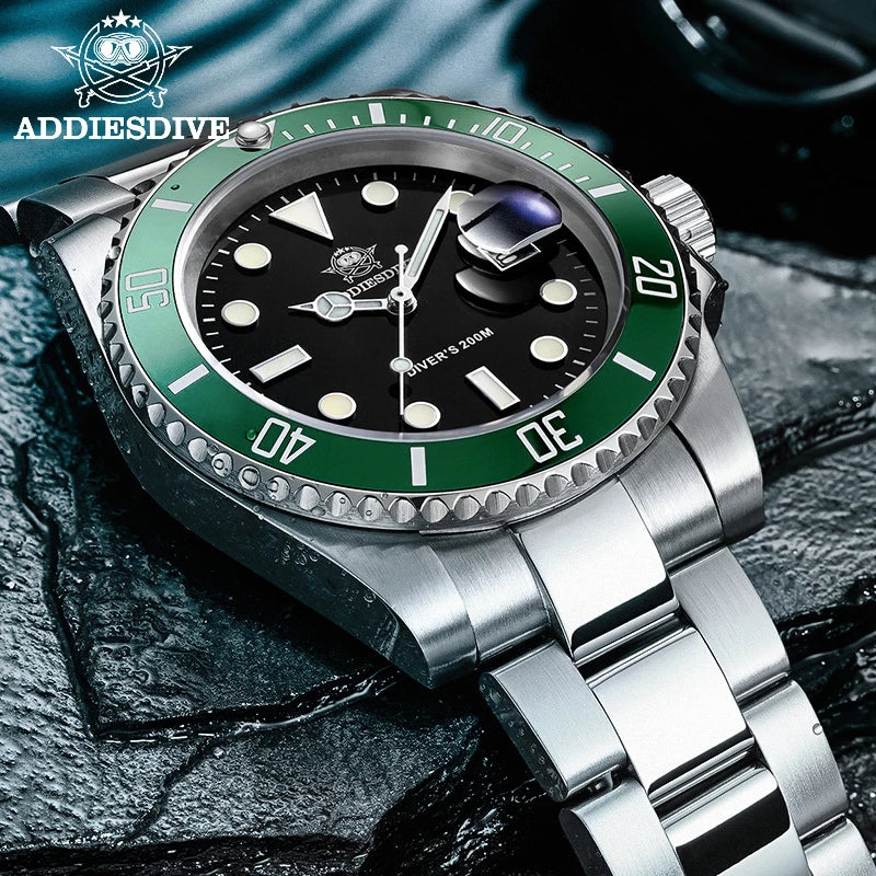 ADDIESDIVE Stainless Steel Watch Men's European and American Business Leisure Quartz Watch Waterproof Outdoor Sports Watch - IFINDALL