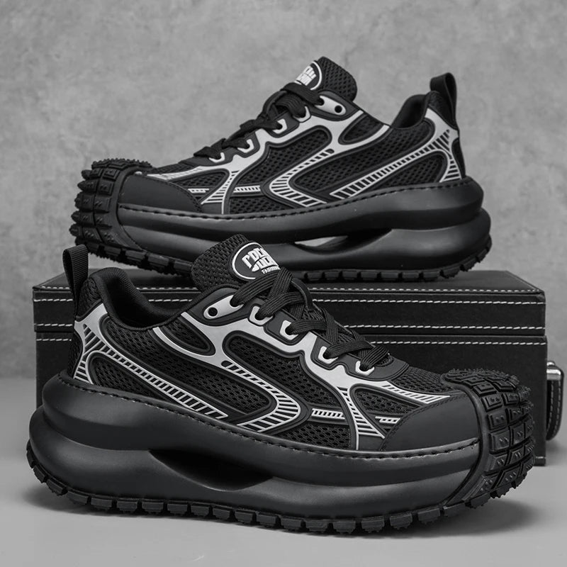 Chunky Sneaker Men Designer Sport Shoes Fashion Casual Microfiber Leather Fabric Breathable Height Increased Flat Platform Shoes - IFINDALL