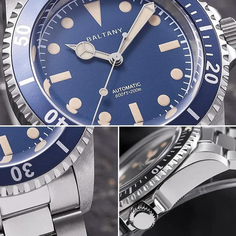 2025 Baltany Retro 39mm Automatic Mechanical DiveWater Watch NH38 Sapphire Stainless Steel waterproof luminous watches for men - IFINDALL