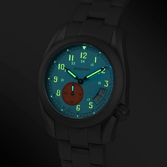 Boderry Field Watch Titanium Quartz Watches VOYAGER 38 Mens 100M Waterproof Clock Military Sport Luminous Business Wristwatch - IFINDALL