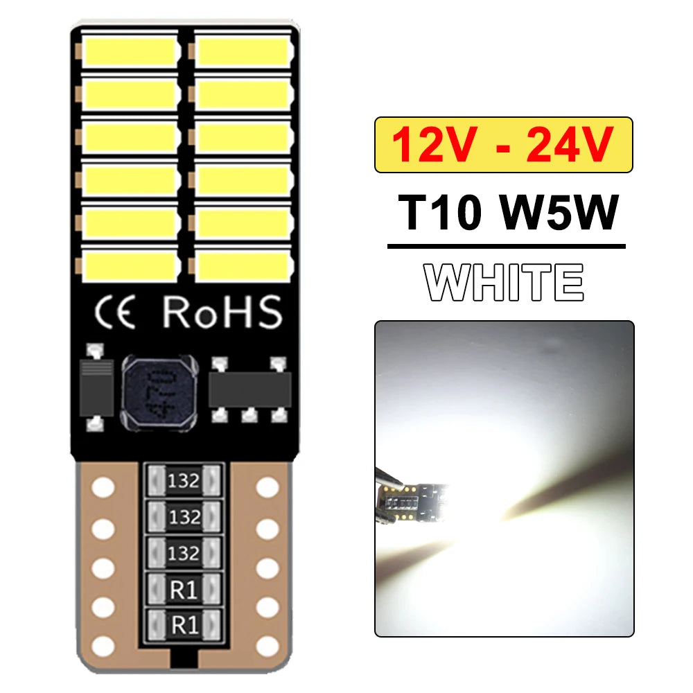 2-20 PCS T10 W5W LED Bulb Canbus 12V 24V 6500K White Super Bright Car Interior Dome Door Trunk License Plate Wedge Side Lights - IFINDALL
