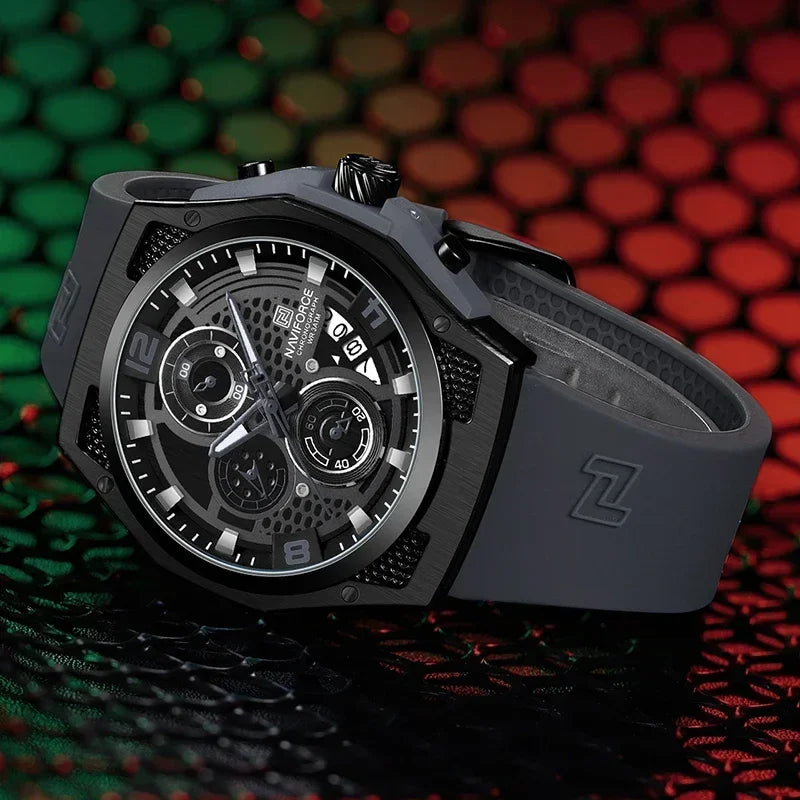 NAVIFORCE NF8051T  Luxury Design Men's Watches 30m Waterproof Military Sport with Date Silicone Band Quartz Wristwatch - IFINDALL