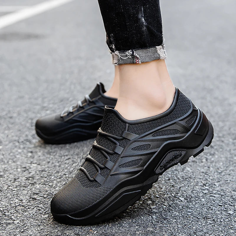 New Men's Rain Boots Flat Waterproof Wear-resistant Kitchen Car Wash Work Shoes Outdoor Male Sneakers Men's Light Fishing Shoes - IFINDALL