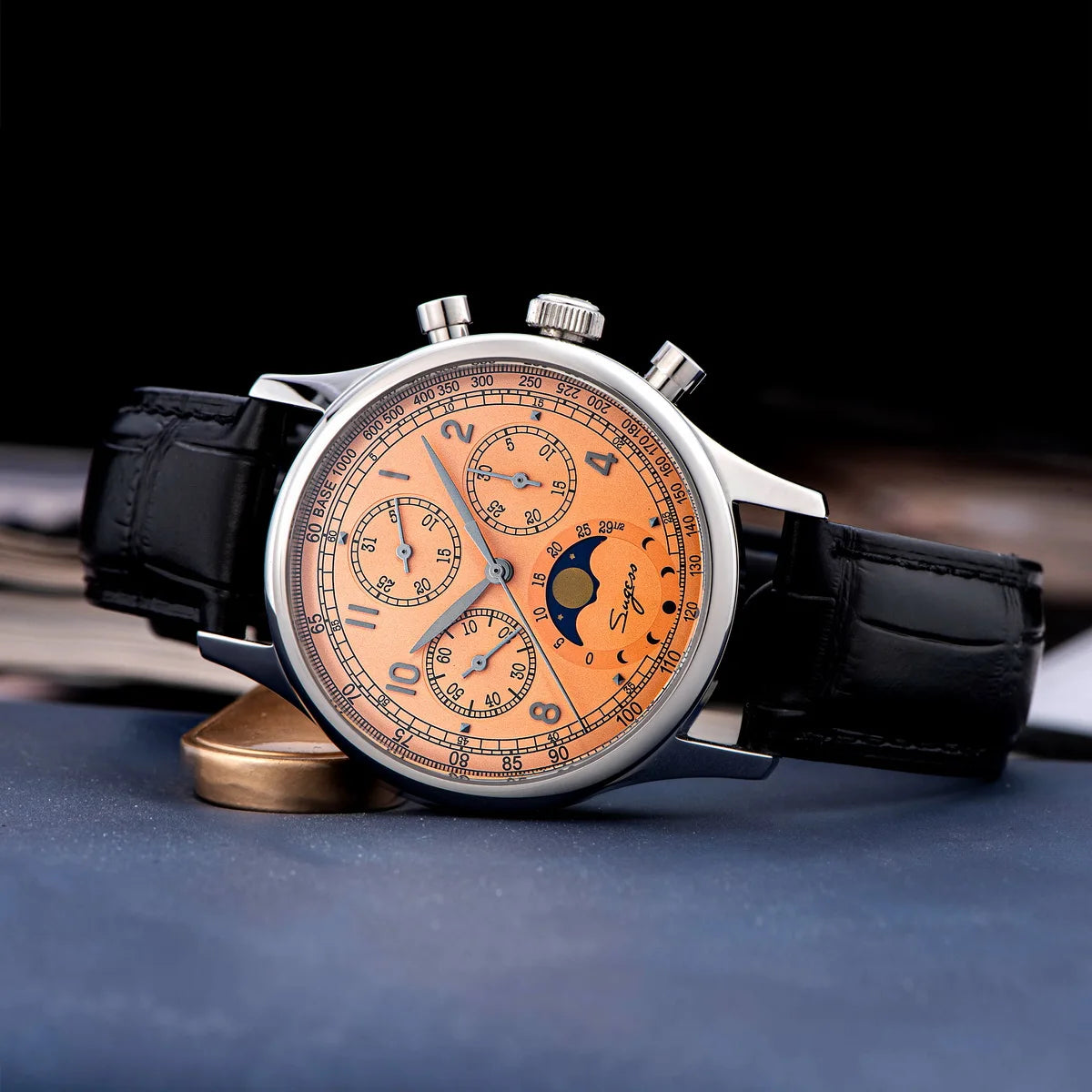 Sugess Watch of Men Chronograph Tianjin ST1908 Swanneck Movement Moonphase Business Mechanical Wristwatches Sapphire 2023 New - IFINDALL