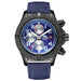 Automatic Mens Watch Self Wind Mechanical Canvas Style Genuine Black Blue Leather Multifunction Date Month Luminous Watches - IFINDALL
