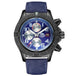 Automatic Mens Watch Self Wind Mechanical Canvas Style Genuine Black Blue Leather Multifunction Date Month Luminous Watches - IFINDALL