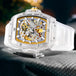 Luxury men's watch onola plastic transparent hollow full automatic mechanical watches men waterproof clock - IFINDALL