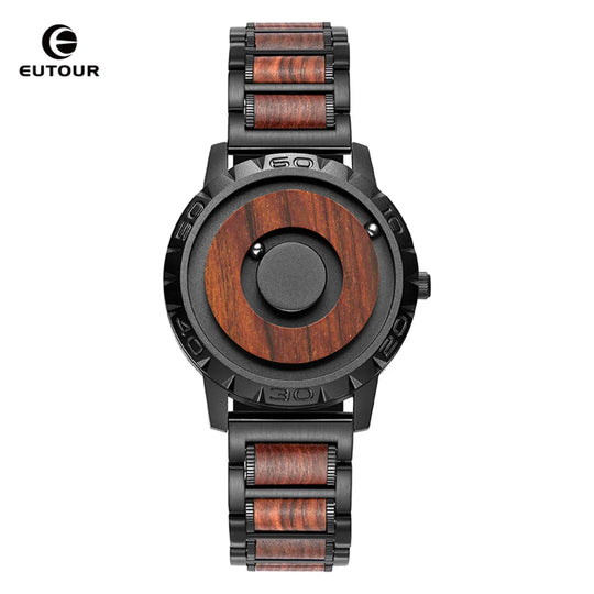 EUTOUR-Men's Solid Wood Magnetic Watch Luxury Sports Quartz Waterproof Watch Original Fashion Business Casual Watch - IFINDALL