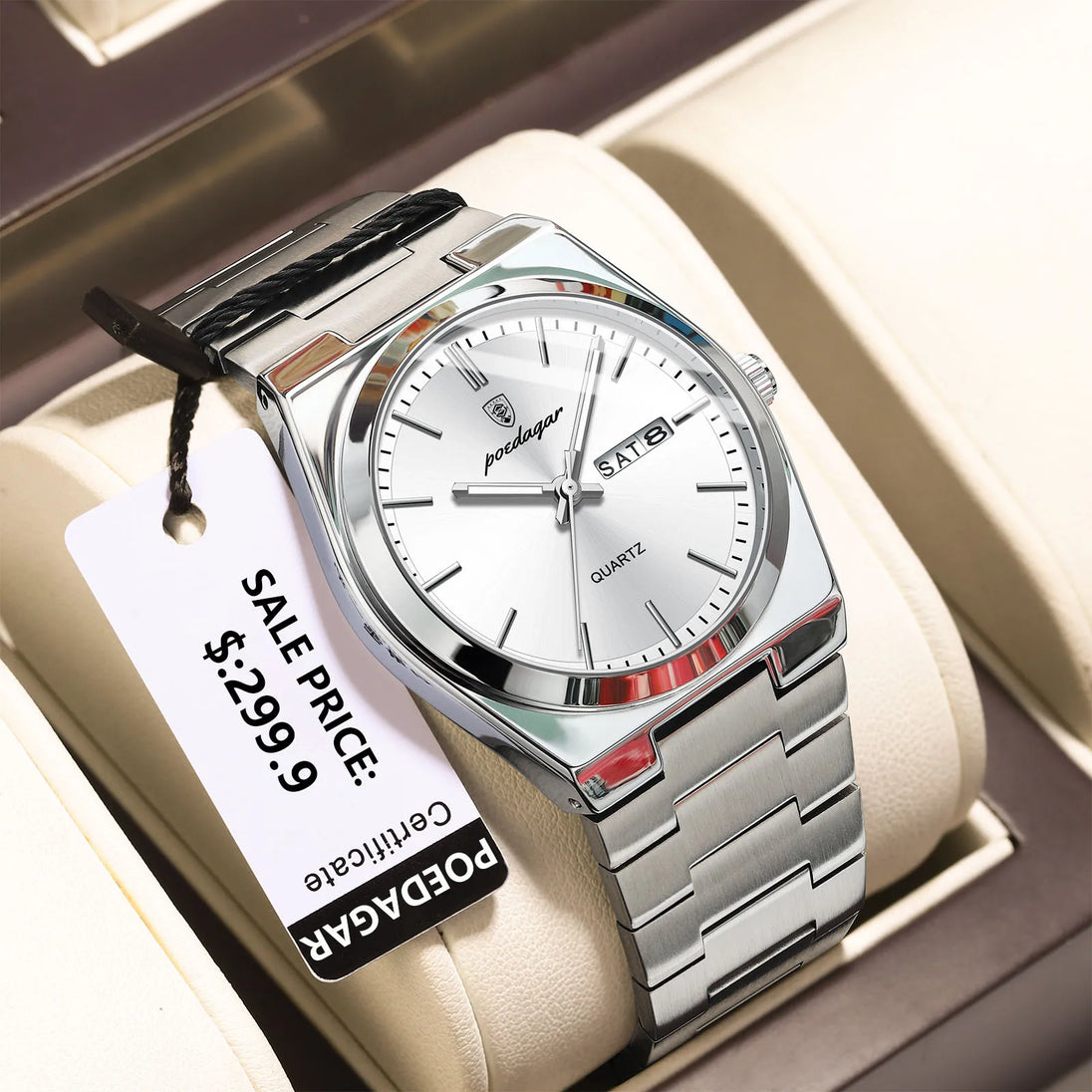 POEDAGAR High Quality Watches For Men Stainless Steel Waterproof Luminous Man Watch Date Week Luxury Business Quartz Men's Watch - IFINDALL