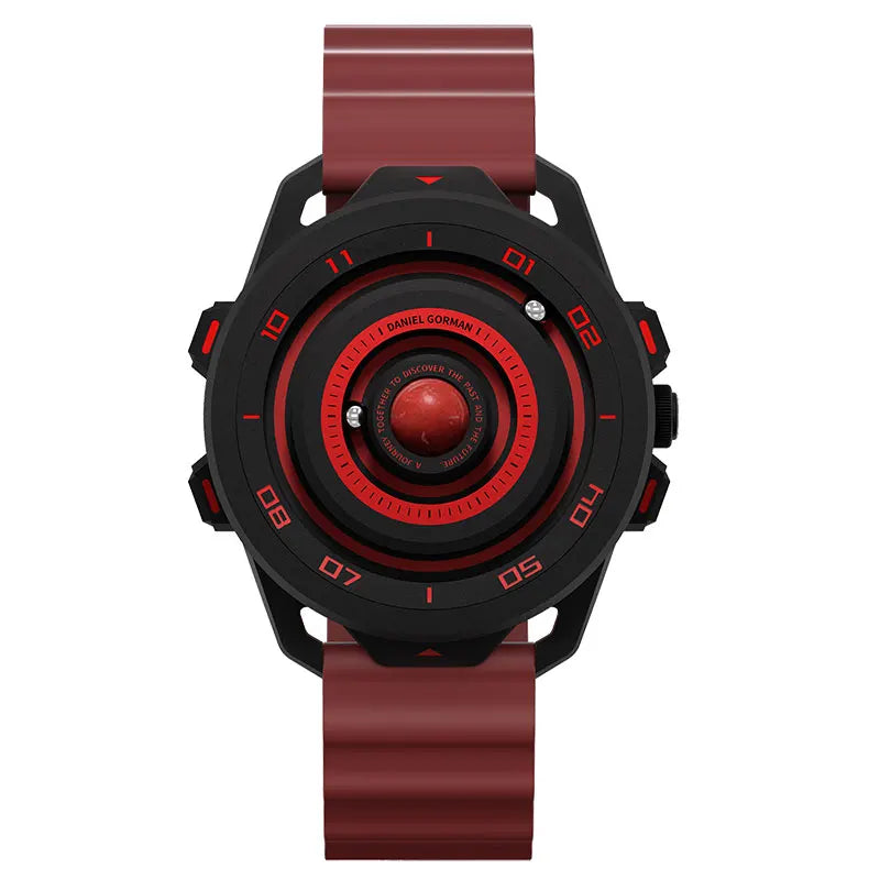 DANIEL GORMAN Red Planet Design Quartz Watch for Men Waterproof Luminous Sport Wristwatch with Magnetic Bead Pointers DG0525Red - IFINDALL