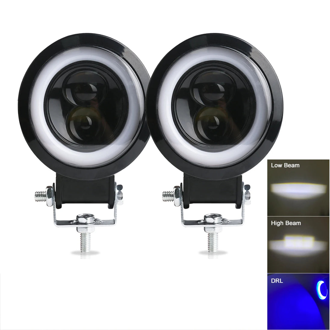 NLpearl 3inch LED Work Light Square Round Car Headlight Halo For Motorcycle Jeeps ATV SUV 12V 24V Angel Eyes Driving Lights - IFINDALL