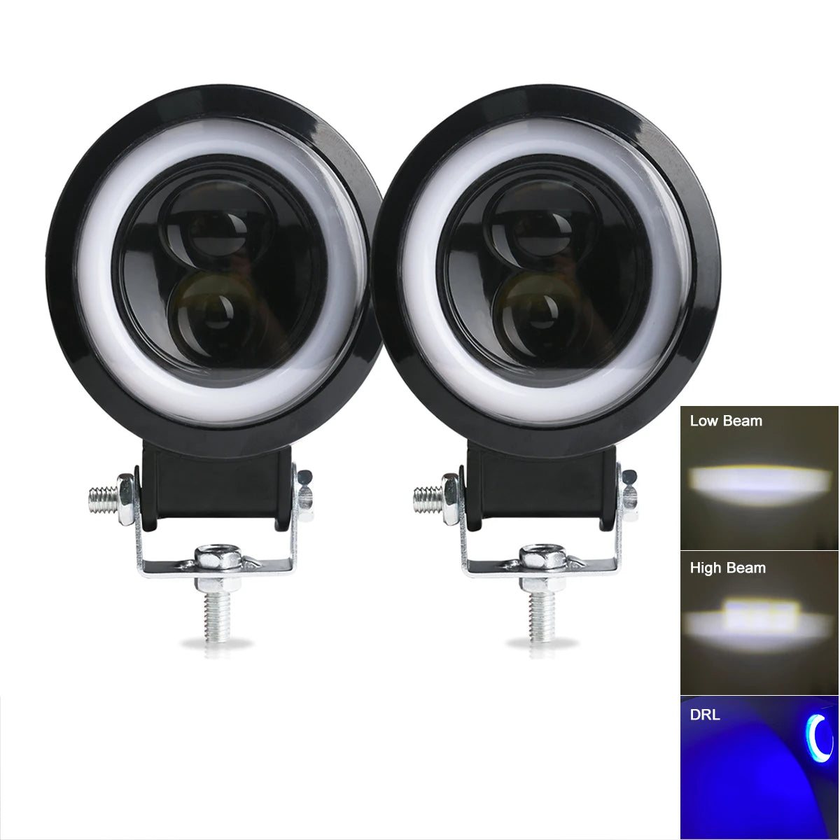 NLpearl 3inch LED Work Light Square Round Car Headlight Halo For Motorcycle Jeeps ATV SUV 12V 24V Angel Eyes Driving Lights - IFINDALL