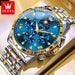 OLEVS 3653 Men Watch Luxury Brand Quartz Watch Multi functional Automatic Date Timer Watch Waterproof Luminous Moonphase Watch - IFINDALL