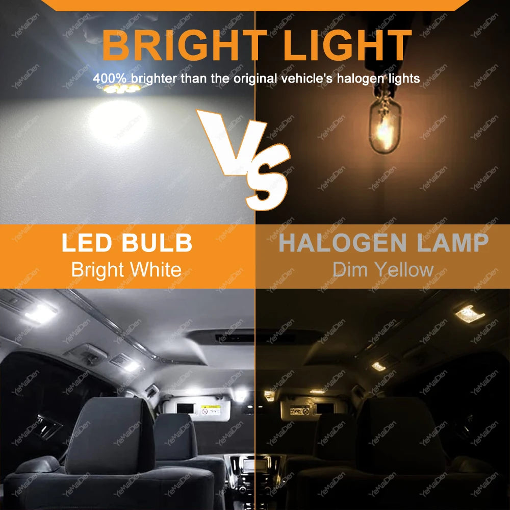 2/4/10/20 PCS CANBUS T10 W5W LED Bulb 12V 2016-9SMD 6500K Bright White Yellow Red Blue Car Interior Dome Door Maps Trunk Lights - IFINDALL