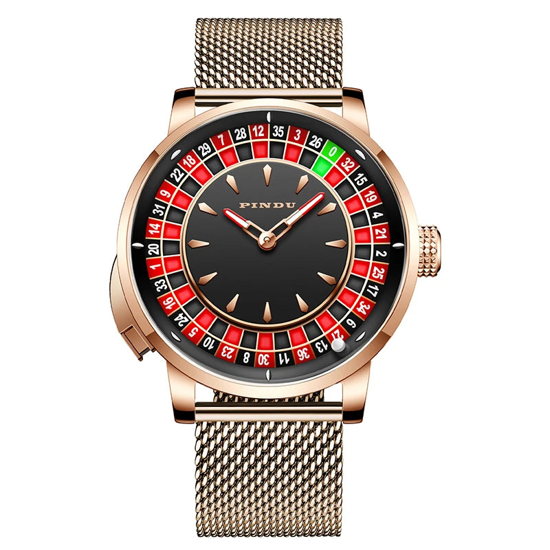 Pindu Player Gambling Series Men's Watch European Roulette Poker Game Fully Automatic Mechanical Sports Design Party Watch - IFINDALL