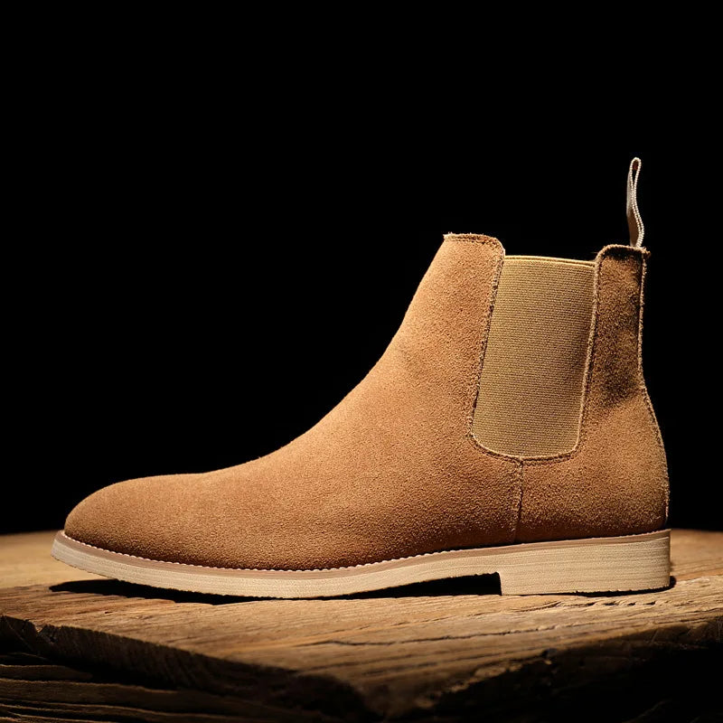 Luxury Designer New Autumn Winter Mens Pointed Suede Leather High Tops Dress Shoes For Male Formal Business Chelsea Ankle Boots - IFINDALL