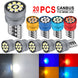 2/4/6/8/10/20 PCS T10 W5W LED Bulb CANBUS 12V 2016-9SMD Car Interior Dome Door Glove Box Trunk License Plate Lights White Yellow - IFINDALL