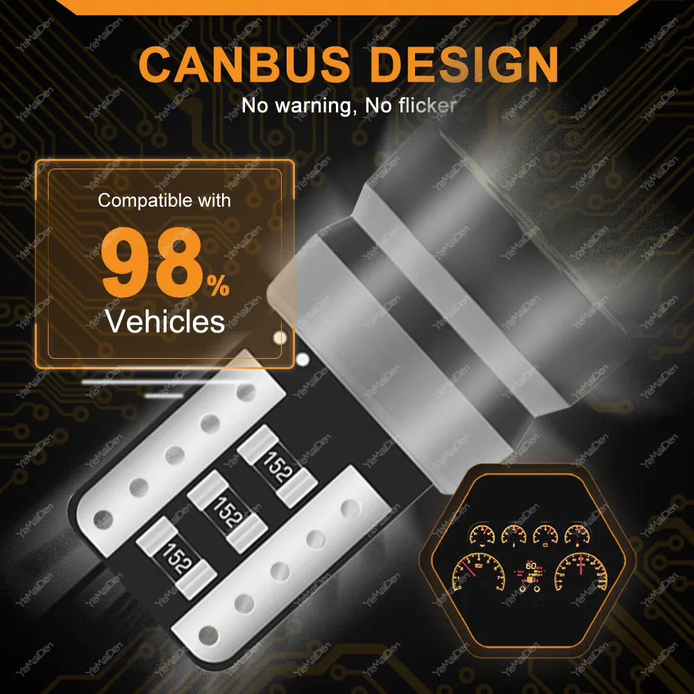 2/4/10/20 PCS CANBUS T10 W5W LED Bulb 12V 2016-9SMD 6500K Bright White Yellow Red Blue Car Interior Dome Door Maps Trunk Lights - IFINDALL