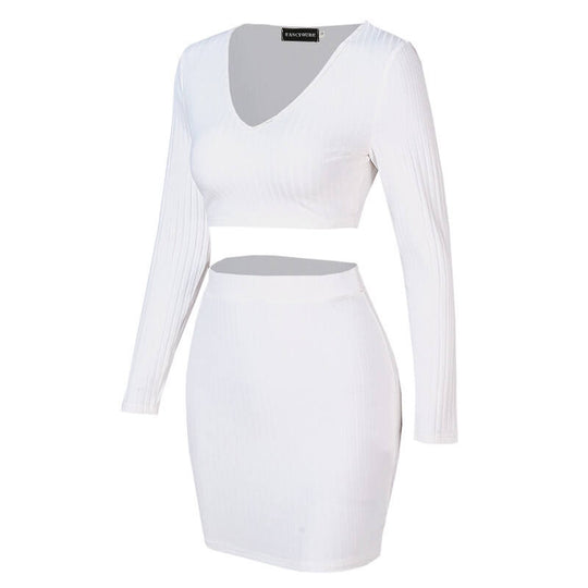 Women's Long Sleeve Solid Color Skirt | Chic Minimalist Skirt Suit Set