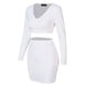 Women's Long Sleeve Solid Color Skirt | Chic Minimalist Skirt Suit Set