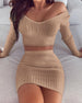 Women's Long Sleeve Solid Color Skirt | Chic Minimalist Skirt Suit Set