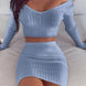 Women's Long Sleeve Solid Color Skirt | Chic Minimalist Skirt Suit Set