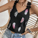 Women's Printed Feather Pattern Design V-neck Fashionable Slimming Camisole Vest - IFINDALL