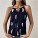 Women's Feather Print Notch V-neck Versatile Camisole Vest - IFINDALL