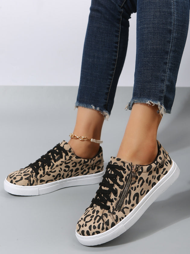 Leopard Print All-matching Four Seasons Lace Up Casual Sneaker by IFINDALL