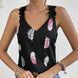 Women's Printed Feather Pattern Design V-neck Fashionable Slimming Camisole Vest - IFINDALL